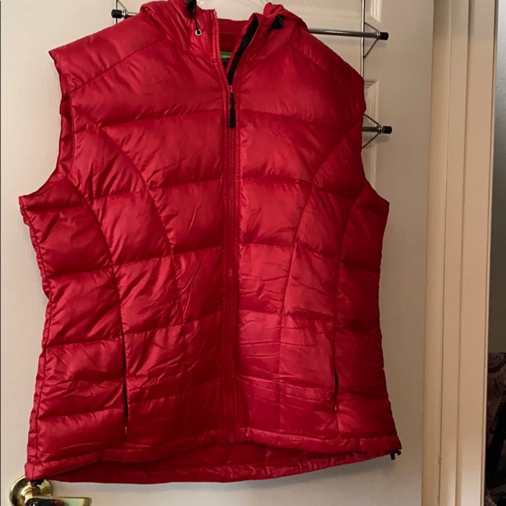Red duck down packable vest
